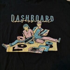 Dashboard Confessional Band T-Shirt Mens Large Black Vinyl Record Graphic Tee